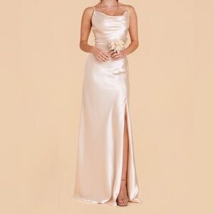 Birdy Grey Satin Maxi Dress in Champagne